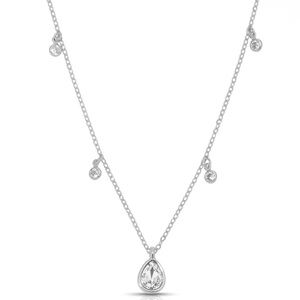 Ettika Silver Dripping in Crystals Drop Necklace